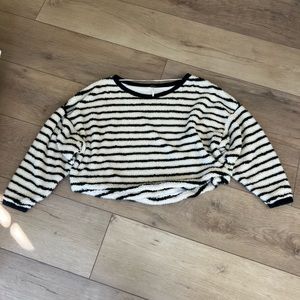 Free People Stripped Cropped Sweater XS